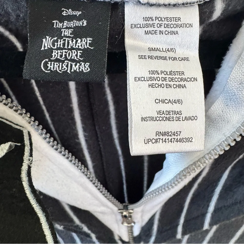 Disney Jack Skellington Onesie Jumpsuit Costume Pajamas Nightmare Christmas - Picture 6 of 11